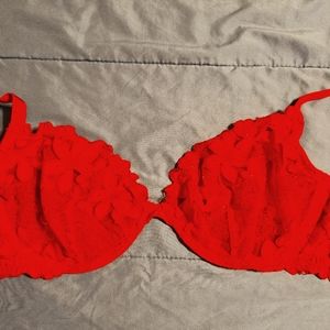 COPY - VS Red detailed flowers and Mesh Bra Size 34 DDD